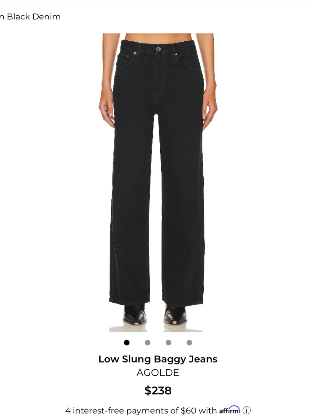 Agolde Crushed Black Wide Leg Jeans